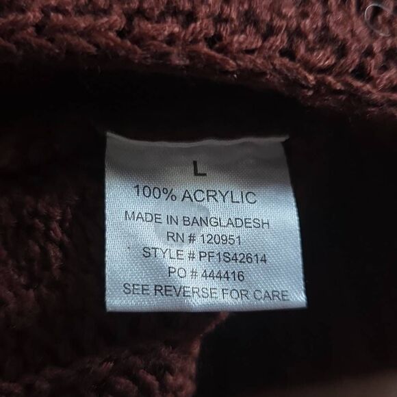 Pink Rose Women's Size Large Reddish Brown Long Woven Cardigan - Picture 3 of 5